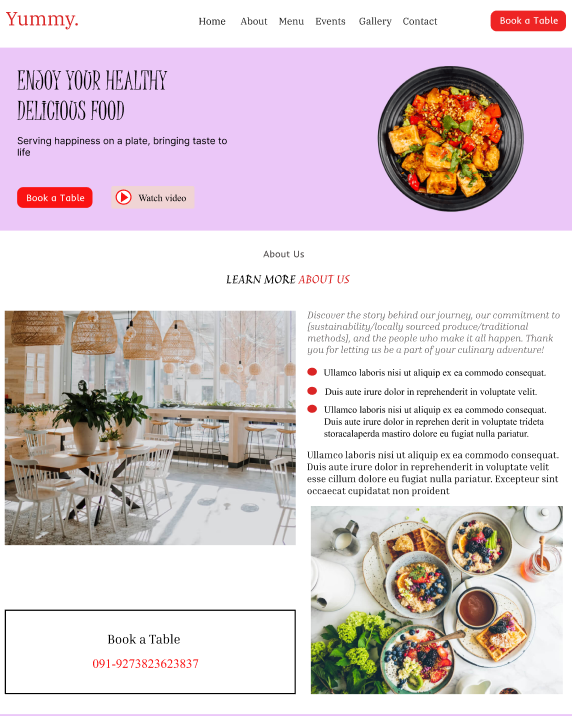 Yummy Restaurant Figma Design